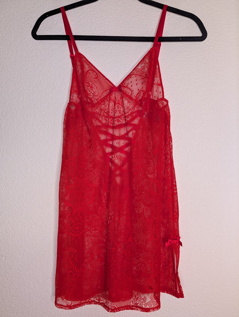 Victoria's Secret Red Lace Teddy Sexy Lingerie S Cherry Red Boudoir Intimates